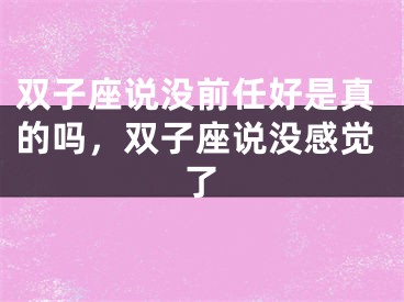 双子座说没前任好是真的吗，双子座说没感觉了