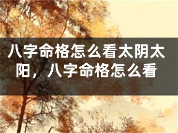 八字命格怎么看太阴太阳,八字命格怎么看