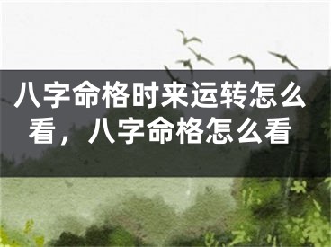 八字命格时来运转怎么看，八字命格怎么看