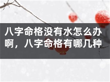 八字命格没有水怎么办啊，八字命格有哪几种