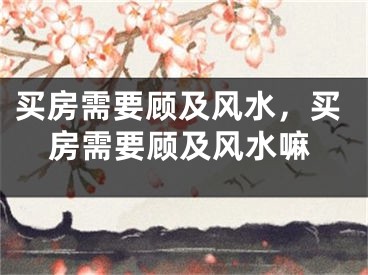 买房需要顾及风水，买房需要顾及风水嘛