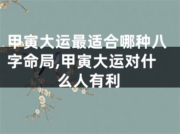 甲寅大运最适合哪种八字命局,甲寅大运对什么人有利