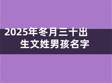 2025年冬月三十出生文姓男孩名字