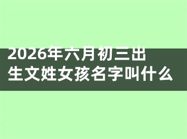 2026年六月初三出生文姓女孩名字叫什么