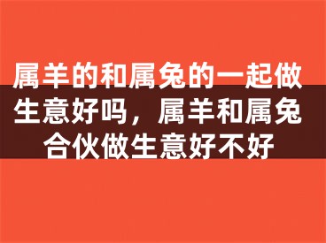 属羊的和属兔的一起做生意好吗，属羊和属兔合伙做生意好不好