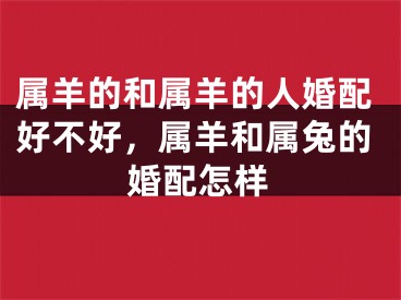 属羊的和属羊的人婚配好不好，属羊和属兔的婚配怎样