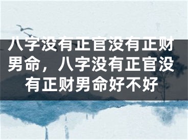 八字没有正官没有正财男命，八字没有正官没有正财男命好不好