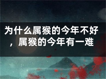 为什么属猴的今年不好,属猴的今年有一难