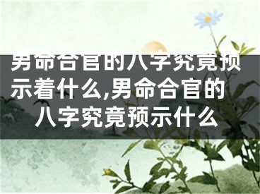 男命合官的八字究竟预示着什么,男命合官的八字究竟预示什么