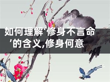 如何理解‘修身不言命’的含义,修身何意