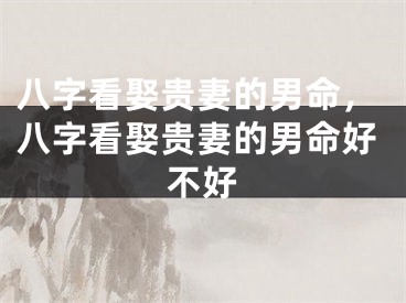 八字看娶贵妻的男命，八字看娶贵妻的男命好不好