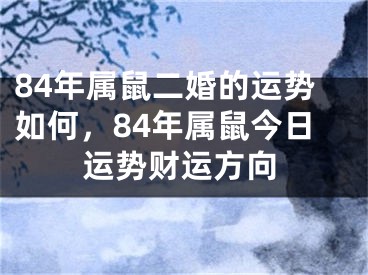 84年属鼠二婚的运势如何，84年属鼠今日运势财运方向