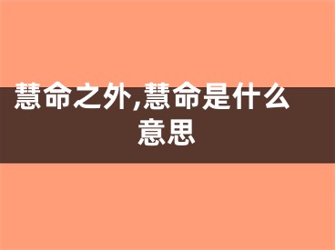 慧命之外,慧命是什么意思