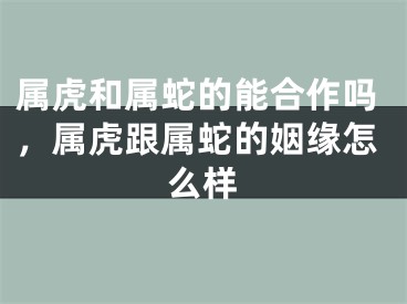 属虎和属蛇的能合作吗,属虎跟属蛇的姻缘怎么样