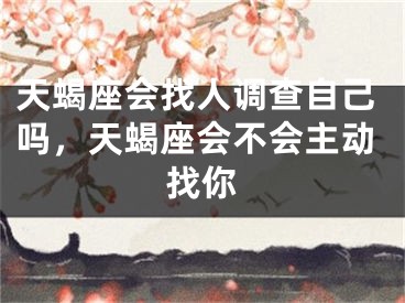 天蝎座会找人调查自己吗,天蝎座会不会主动找你