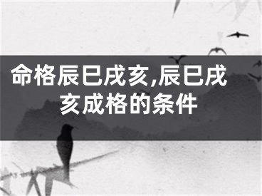 命格辰巳戌亥,辰巳戌亥成格的条件