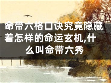 命带六格口诀究竟隐藏着怎样的命运玄机,什么叫命带六秀