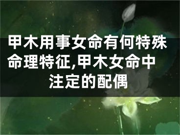 甲木用事女命有何特殊命理特征,甲木女命中注定的配偶