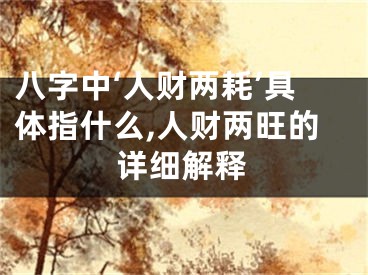 八字中‘人财两耗’具体指什么,人财两旺的详细解释