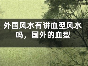 外国风水有讲血型风水吗，国外的血型