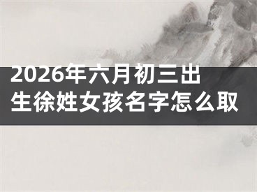 2026年六月初三出生徐姓女孩名字怎么取