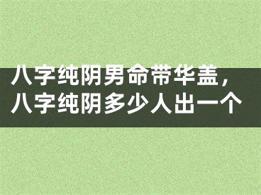 八字纯阴男命带华盖，八字纯阴多少人出一个