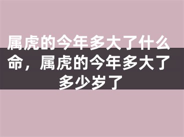 属虎的今年多大了什么命，属虎的今年多大了多少岁了