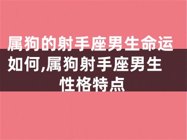 属狗的射手座男生命运如何,属狗射手座男生性格特点