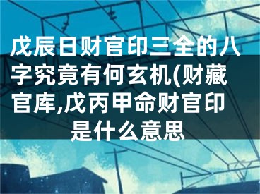 戊辰日财官印三全的八字究竟有何玄机(财藏官库,戊丙甲命财官印是什么意思