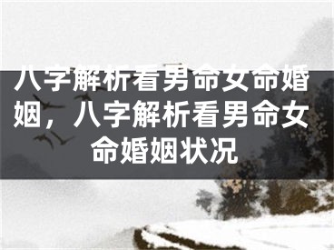 八字解析看男命女命婚姻，八字解析看男命女命婚姻状况