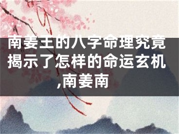 南姜王的八字命理究竟揭示了怎样的命运玄机,南姜南
