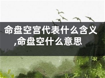 命盘空宫代表什么含义,命盘空什么意思