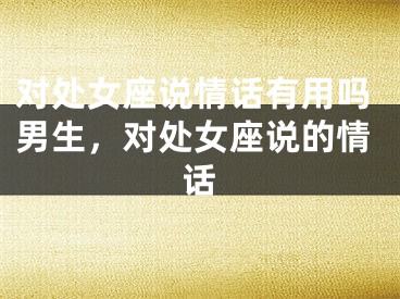 对处女座说情话有用吗男生，对处女座说的情话