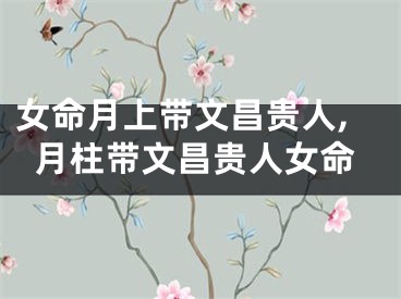 女命月上带文昌贵人,月柱带文昌贵人女命