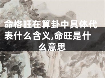 命格旺在算卦中具体代表什么含义,命旺是什么意思