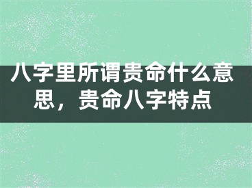 八字里所谓贵命什么意思，贵命八字特点