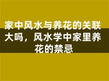 家中风水与养花的关联大吗，风水学中家里养花的禁忌