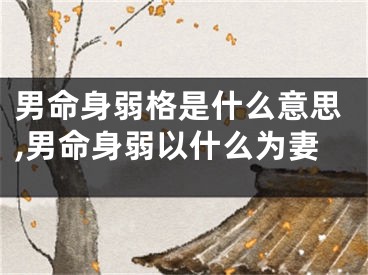 男命身弱格是什么意思,男命身弱以什么为妻