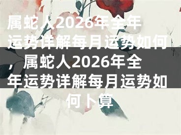属蛇人2026年全年运势详解每月运势如何,属蛇人2026年全年运势详解每月运势如何卜算