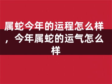 属蛇今年的运程怎么样，今年属蛇的运气怎么样