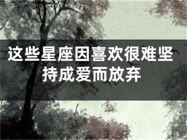这些星座因喜欢很难坚持成爱而放弃