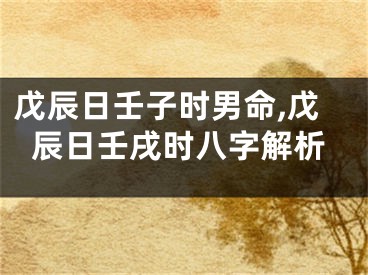 戊辰日壬子时男命,戊辰日壬戌时八字解析