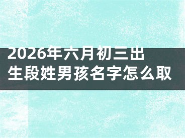 2026年六月初三出生段姓男孩名字怎么取