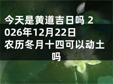 今天是黄道吉日吗 2026年12月22日农历冬月十四可以动土吗