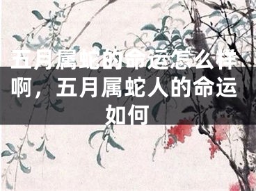 五月属蛇的命运怎么样啊，五月属蛇人的命运如何