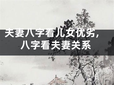 夫妻八字看儿女优劣,八字看夫妻关系