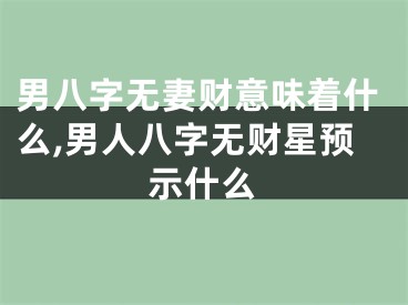 男八字无妻财意味着什么,男人八字无财星预示什么