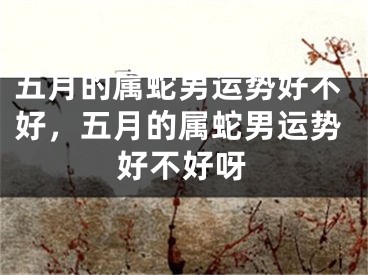 五月的属蛇男运势好不好，五月的属蛇男运势好不好呀
