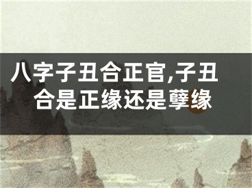 八字子丑合正官,子丑合是正缘还是孽缘
