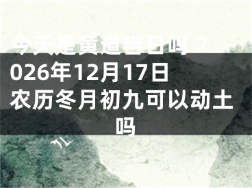 今天是黄道吉日吗 2026年12月17日农历冬月初九可以动土吗